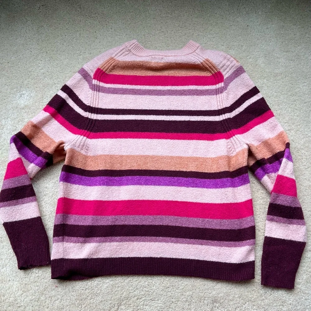 A New Day Women's Pink Striped Boxy Crewneck Sweater - Size L - VGUC - Stretch